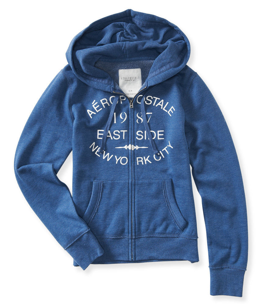 AEROPOSTALE WOMENS HOODIE SWEATSHIRT FULL ZIP AERO LOGO A87